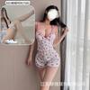 Crispy Cherry Floral Can Be Worn Outside, Sexy Suit, Free Suspender V-neck Plus Chest Pad Pajamas, Comfortable Home
