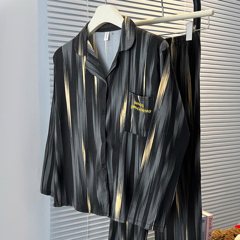 

Women s Korean Style Spring/Autumn Pajama Set, Long Sleeve, Home & Outdoor, Imitation Cotton, Simple Casual Wear M-L