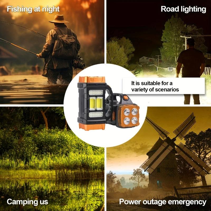 Solcelleladbar Lommelykt Høy Lumen Bærbar Arbeidslys 4 Moduser Powerbank Strømdisplay for Utendørs Camping Nødsituasjon