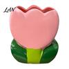 Desktop Storage for Eyebrow Pencils Tulip Makeup Brush Holder, Resin Cosmetic Organizer Vanity Desk, Cute Flower Pen Decorative Bud Container