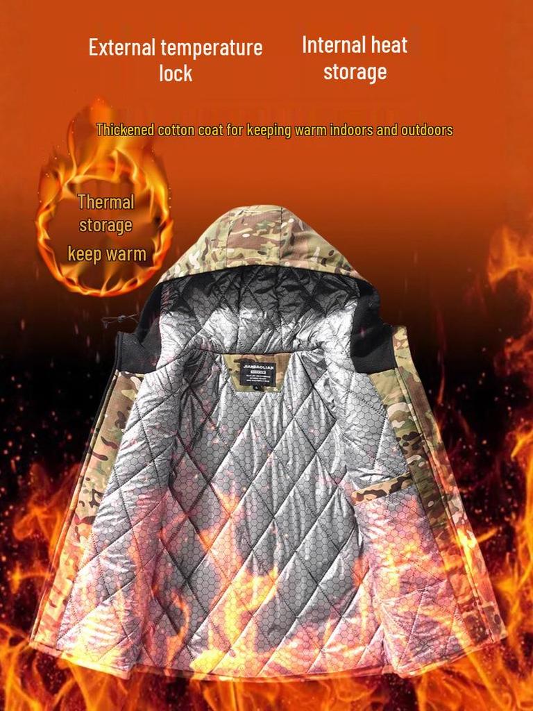 Men's Winter Camouflage Hooded Jacket with Graphene Lining & Extra Warmth