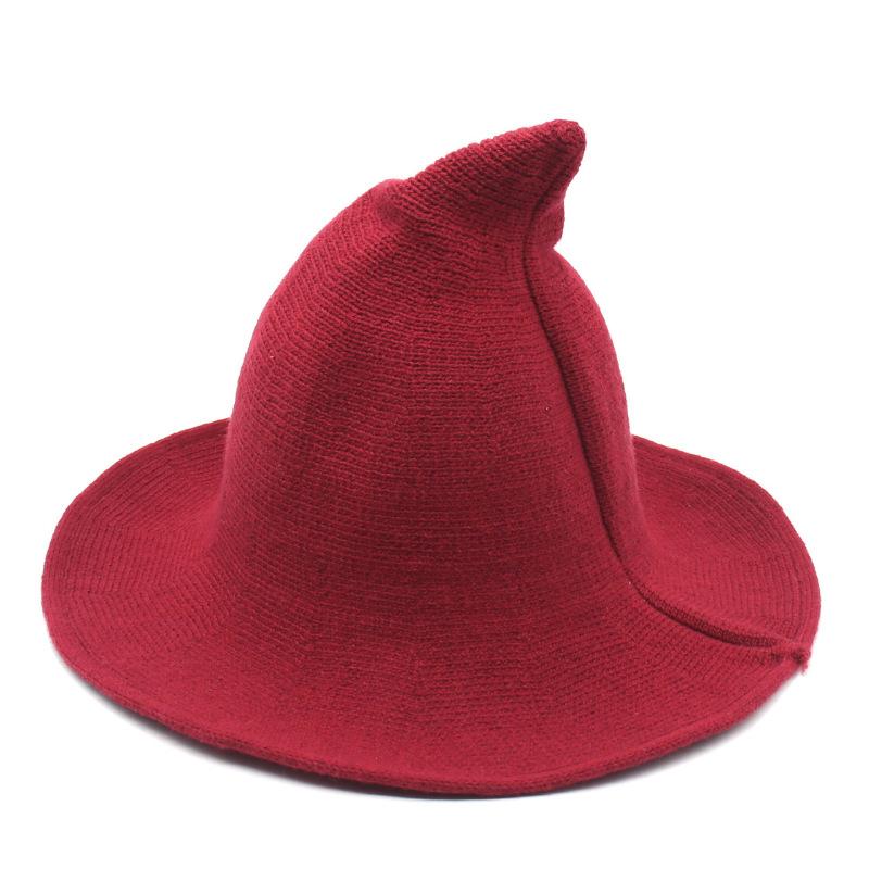 Thickened Wool Foldable Witch Hat Halloween Eaves Spiked Witch Hat Cosplay Hat