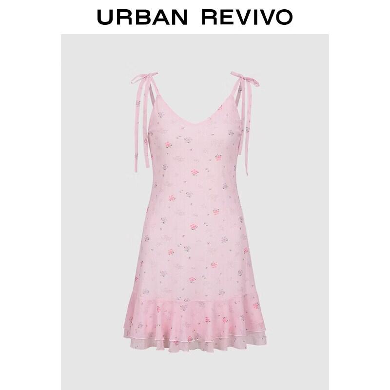 UR 2026 Summer Floral Lace-up Mini Dress XL