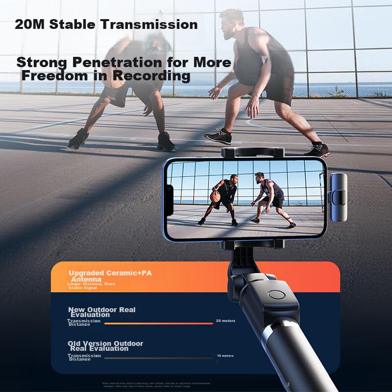 KOVOL Wireless Lavalier Microphone, Recording, Short Videos, Portable Microphone with Two Mics, Compatible with Apple And Android, Type-C
