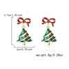 Red Bow Christmas Tree Earrings for Women Colorful Crystal Festive Holiday Dangle Drop Jewelry Gift Girls Best Friend Party