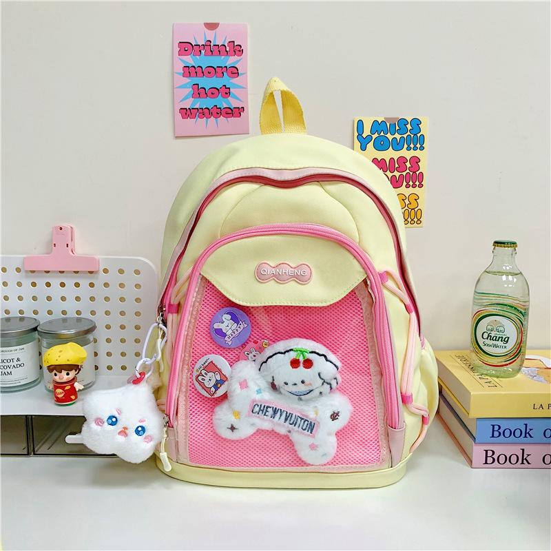 Schoolbag new Japanese ins high value fresh and sweet candy color bar pain bag junior high school students lightweight backpack