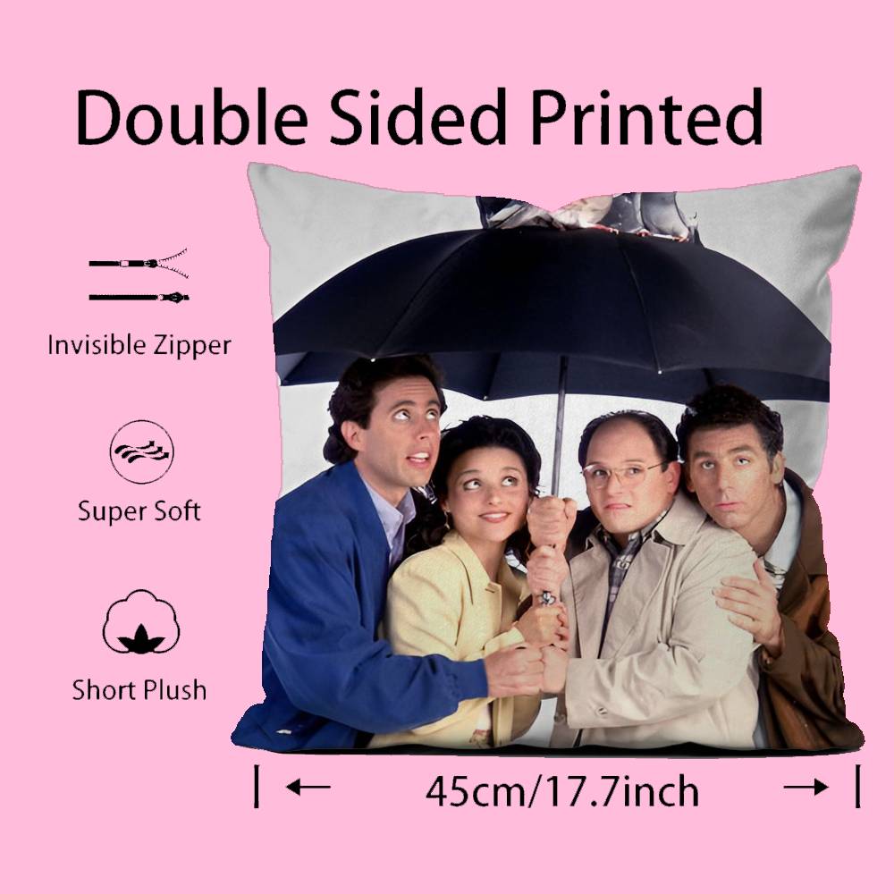 Vantage Movie S-Seinfeld Kissenbezug Anti-Hausstaubmilben Kissenbezug Unsichtbarer Reißverschluss Seidig Kurzer Plüsch Sofakissenbezug