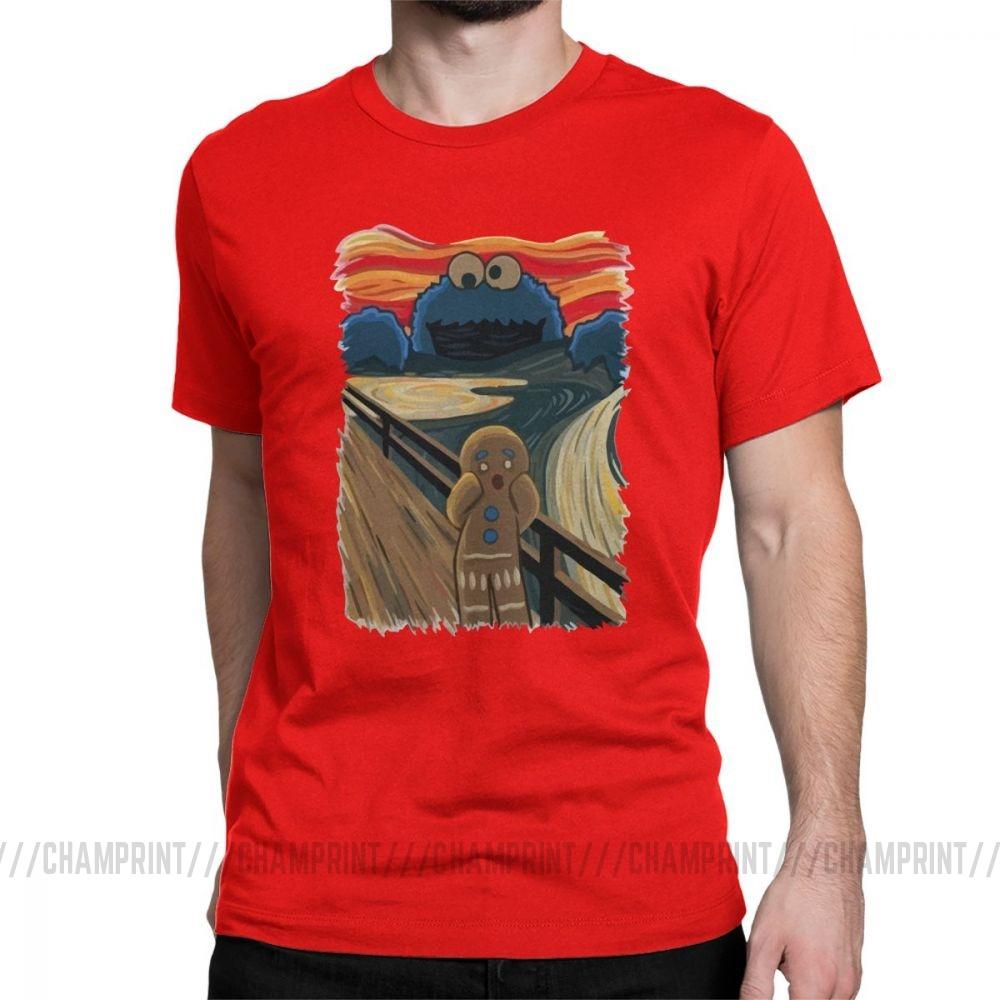 Famous Painting Harajuku Clothing Shouting Screaming Gingerbread Men S T Shirts Sesame Street Tee Shirt Cookie