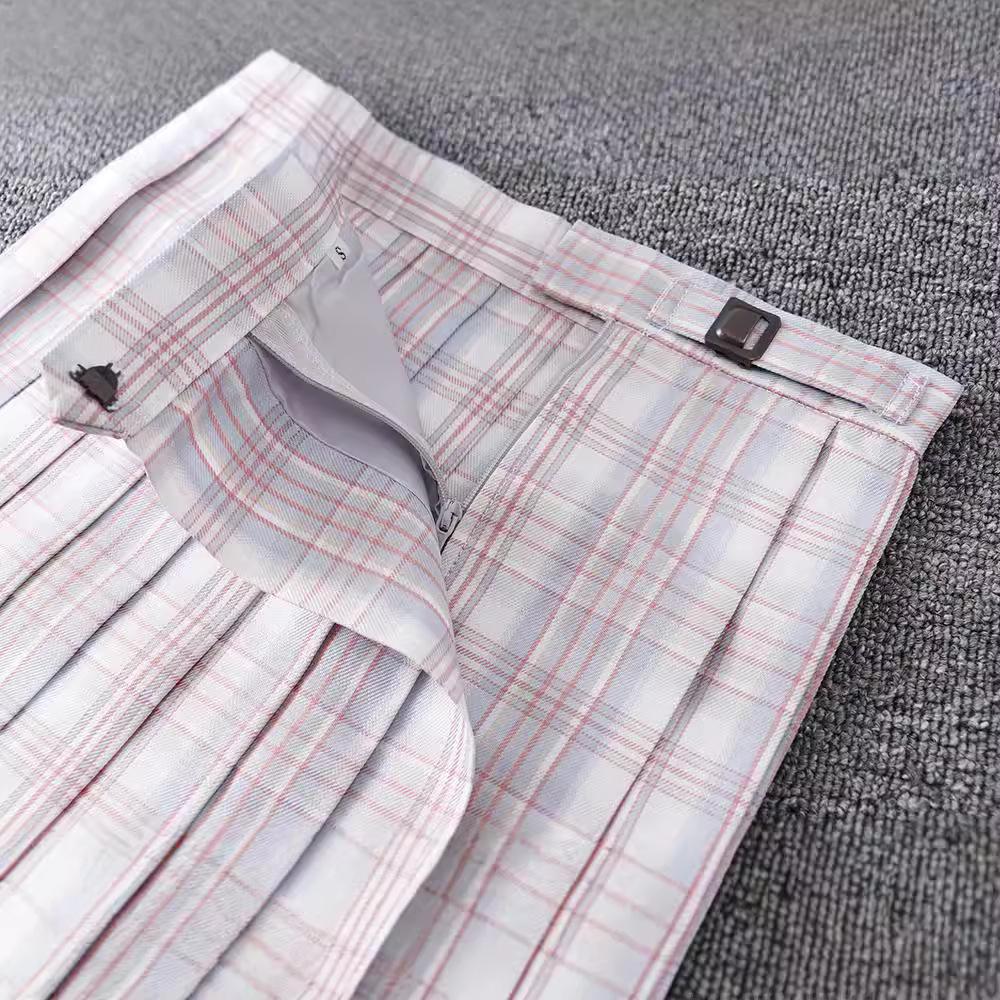 Japanese JK High-Waisted Plaid School Uniform Pleated Skirt by Yimengge