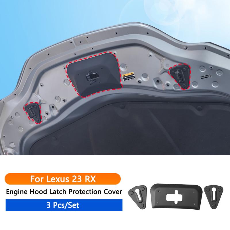 QHCP Car Engine Lock Buckle Cover Protective Engine Hood Latch Trims ABS Fits For Lexus RX350H + NX 260H - Accessory RX 2023 Black