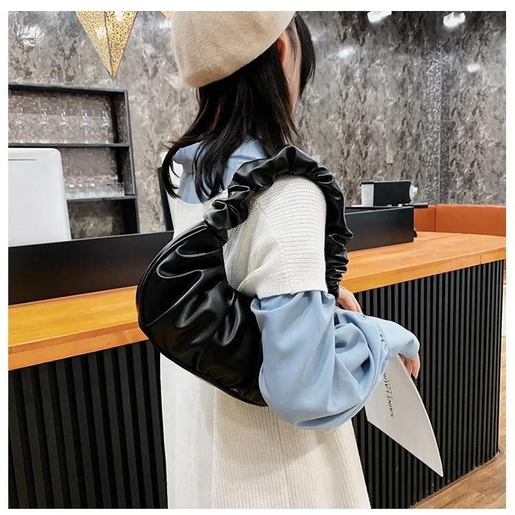 Women'S Pleated Handbag, Casual Underarm Dumpling Bag, Fashionable And Versatile Shopping Shoulder Bag