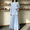 ZANZEA Women Ethnic Print Casual Long Sleeve Blouse and Long Skirts Two Piece Suit Set