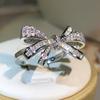 925 Sterling Silver High Quality Bow Bow Bow Bow Zircon Ring Women's Fashion Party Birthday Jewelry Rings