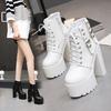 2025 New 14CM White Ultra-high Heel Short Muffin Waterproof Table Lace-up Women's Shoes Catwalk Thick Heel Boots ZYW-659-10