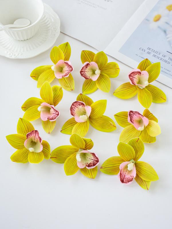 50/100PCS Artificial Flower Silk Orchid Home Room Table Decora Festival Outdoor Garden Yard Wedding Bridal Bouquet Diy Gift Box
