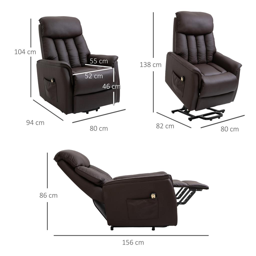Relaxing Chair Electric TV Recliner with Stand-Up Assist, Reclining Function, TV Chair with Footrest, Side Pocket, Remote Control, for Living Room