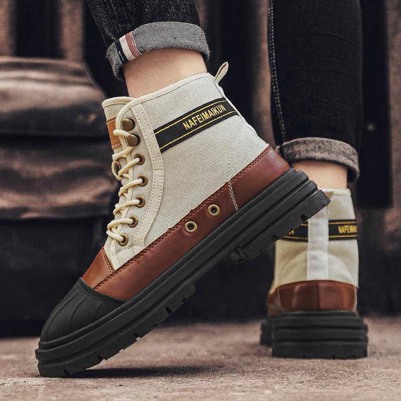 New Canvas Shoes Men's High Top Labor Protection Wear Resistant Martin Boots Breathable Site Outdoor Work Boots