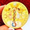 Twelve zodiac signs, color printing, Scorpio gold-plated color printing commemorative medal, Love Gemini decoration gold coin Libra coin, gift box set