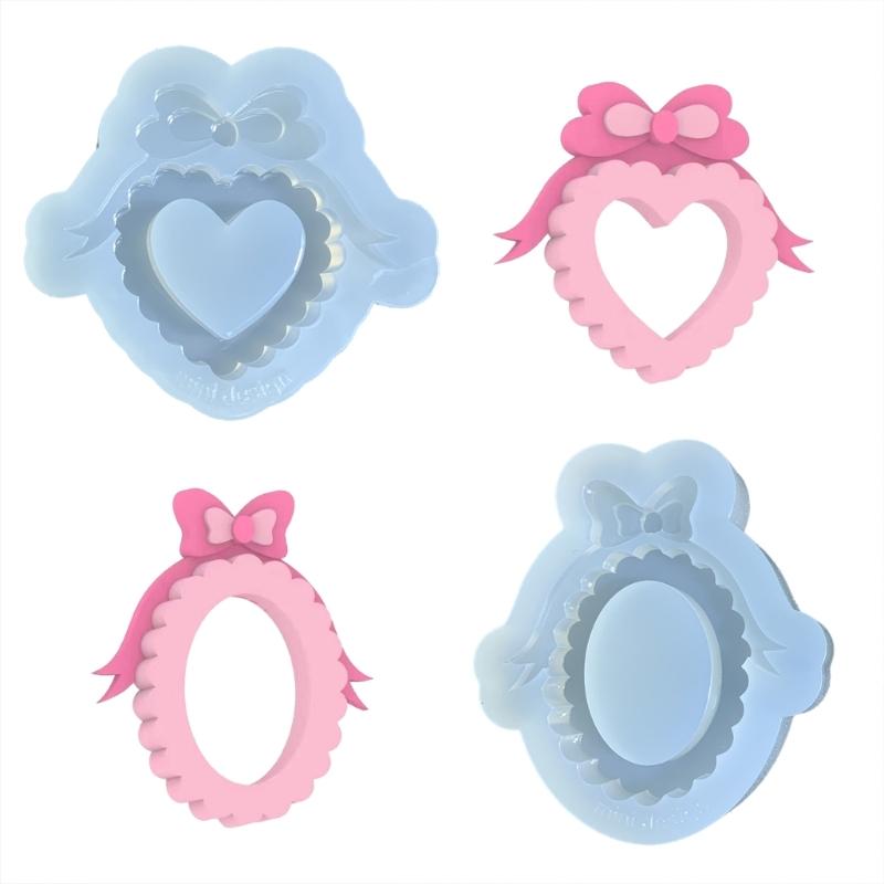 Bowknot Ornament Quicksand Silicone Mold Keyring Pendant Handmade Decoration Mold for Valentines Day Birthday Gift