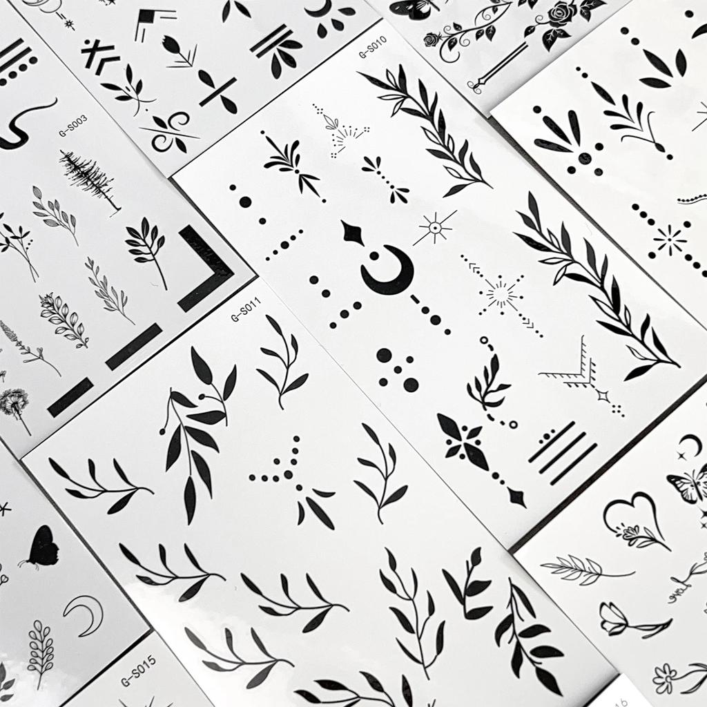 10pcs Finger Temporary Tattoo Sticker Black Butterfly Flower Body Arts Waterproof Magic Mini Pattern Semi Permanent Stickers