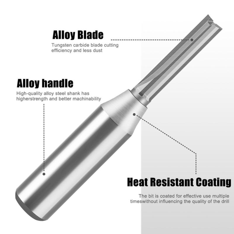 High Performances Straight Router Bit Milling Cutter Tool 1/2Inch Shank For Smooth Wood Trimming On Plywood Solid Wood