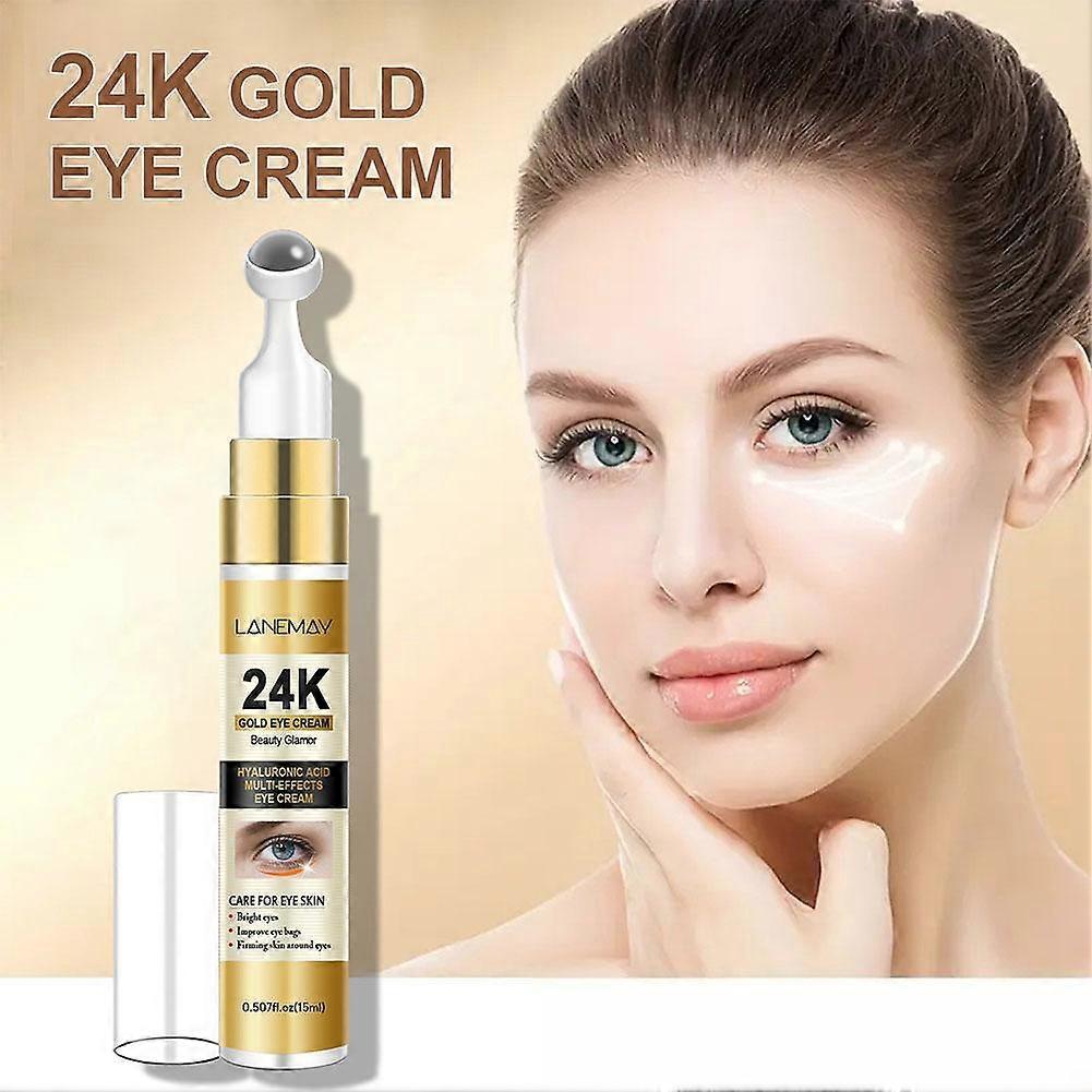 24K Gold Eye Cream with Rollerball - Hydrating Smooth Dark Circles Fine Lines