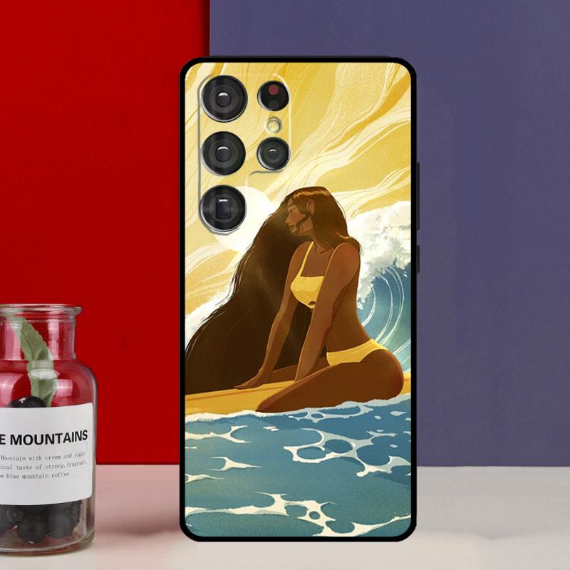 Surfboard Surfing Surf Girl Funda Case For Samsung Galaxy S25 Ultra S9 S10 S20 S22 Plus S21 FE S23 S24 Ultra Phone Cover