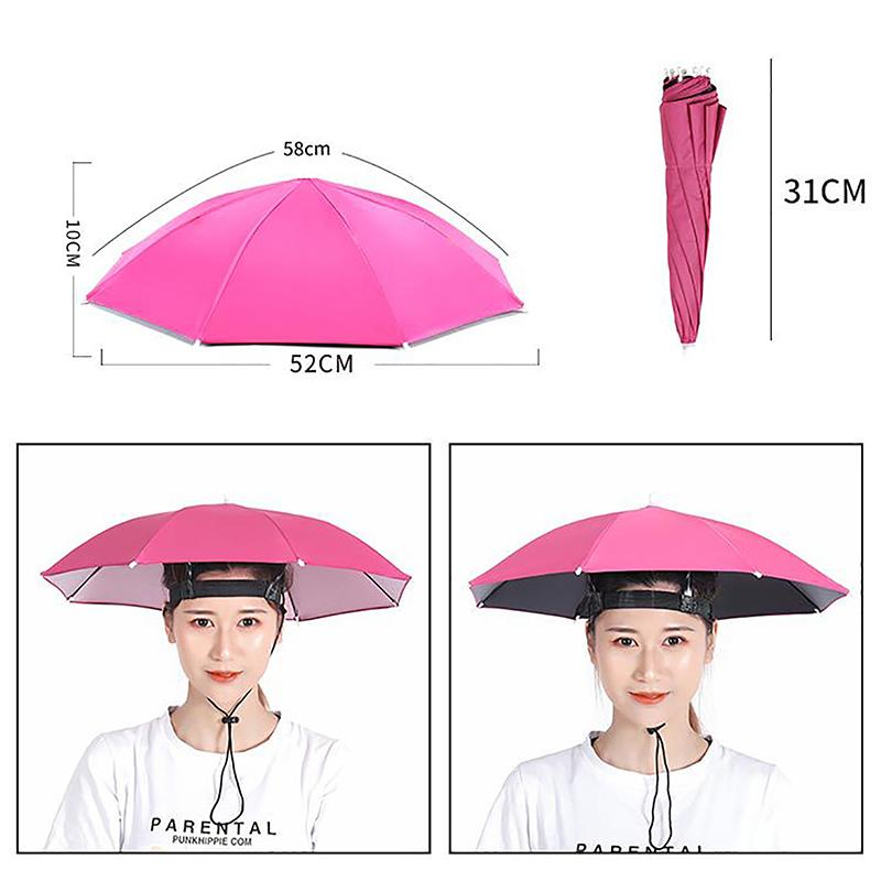 Portable Rain Umbrella Hat Foldable Outdoor Sun Shade Waterproof Camping Fishing Headwear Beach Head Hats Accessory