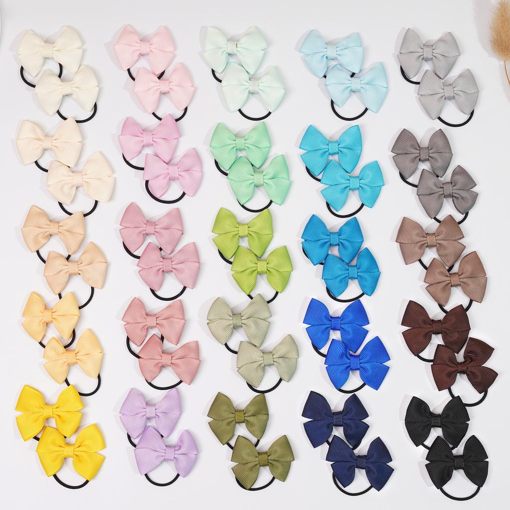 20/40/50 Pcs 2" Grosgrain Ribbon Pigtail Hair Bows Elastic Hair Ties Hair Bands Holders Hair Accessories for Baby Girls Infants