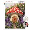 Mushroom House Pearl Art Kit with Frame 3D Sparkling Bead Canvas Relaxing Craft for Cozy Room Wall Decor and Creative DIY Art Projects