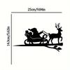 1 szt. Metalowa sztuka ścienna Renifer i Święty Mikołaj - Stalowa sylwetka na gałęzi, Idealna do dekoracji domu, ogrodu i na zewnątrz