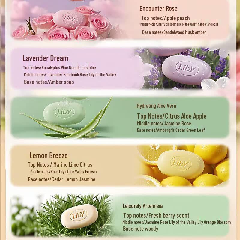 Liby Lavender Moisturizing Antibacterial Soap (5 x 100g)