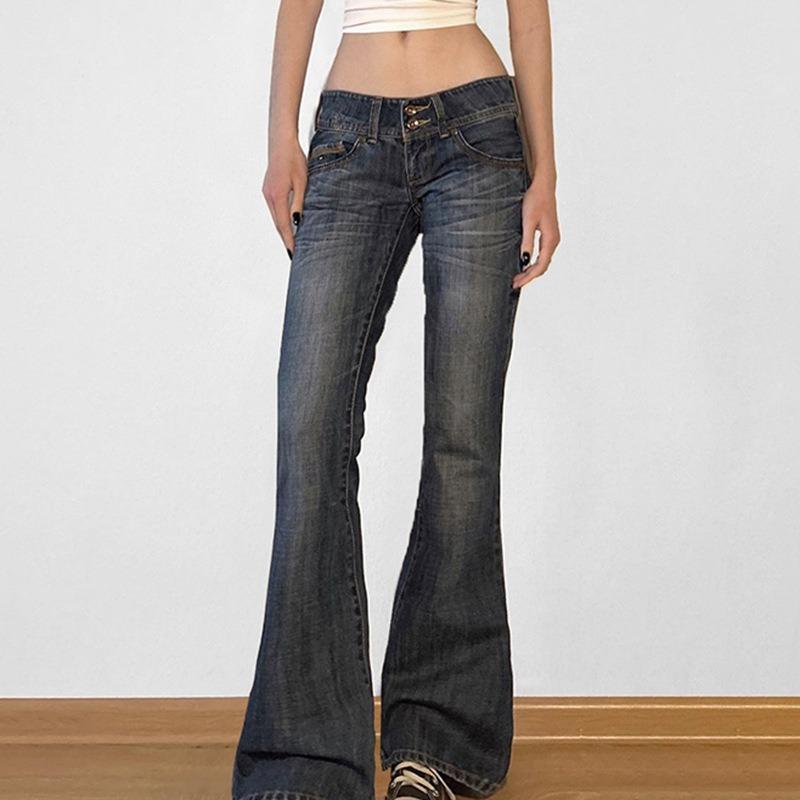 Women's Low-waisted Washed Skinny Hundred Slim Flared Jeans Autumn and Winter New Spice Girls Fashion Casual Trousers