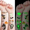 Glow-in-the-Dark Halloween Tattoo Stickers: Fluorescent Pumpkin, Ghost, and Skull Designs