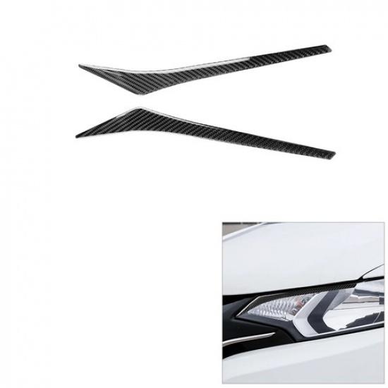 2Pcs For Honda FIT JAZZ 2014-16 Carbon Fiber Headlight Eyebrow Cover Accessories