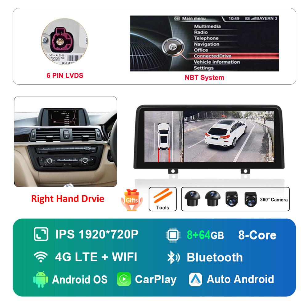 12.3 Inch Right Hand Drvie for BMW 3 4 Series F30 F31 F32 F33 F34 F36 NBT EVO System Android Car Radio Multimedia Player 4G WiFi