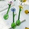 Transparent Glass Stirring Spoon With Elegant Flower Head Colored Stirrer For Coffee Tea Cocktails Head Resistant
