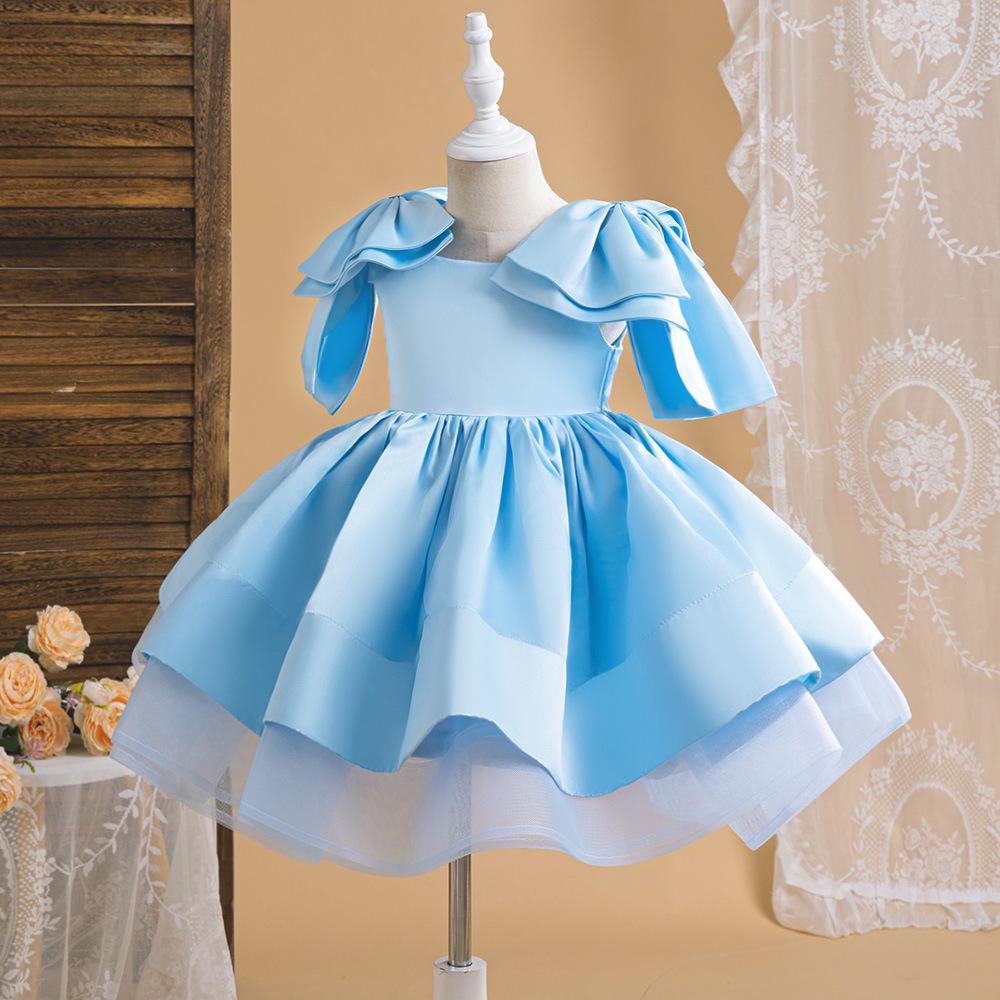 Robe de Princesse Satinée pour Filles – Jupe Plissée Papillon pour l'Été et la Remise des Diplômes