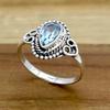 Blue Topaz  925 Sterling Silver  Ring, Pear Gemstone Handamde Women Ring Jewelry