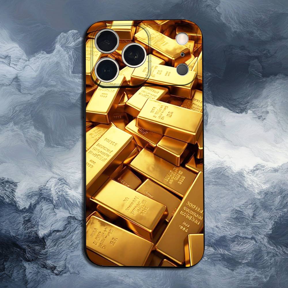Cool Gold Art Phone Case For iPhone 17,16,15,14,13,12,11 Plus,Pro Max,XS,X,XR,SE,Mini,8,7,Soft Silicone Black Cover