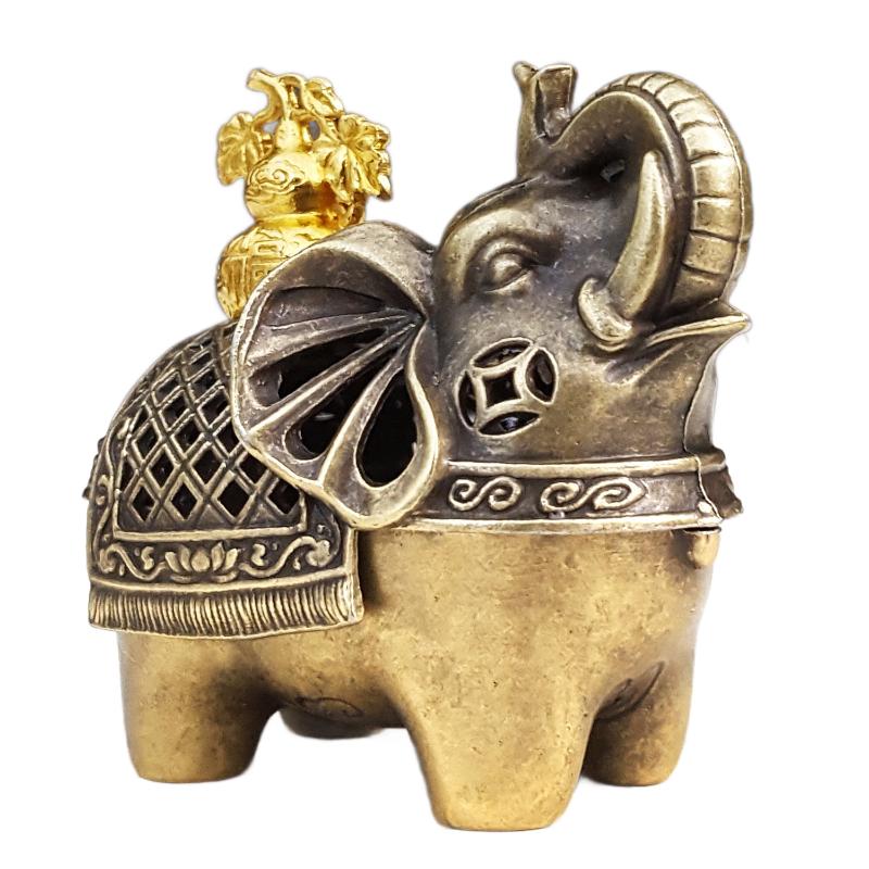 Elephant Alloy Incense Burner Vintage Hollow Out Design Sandalwood Aromatherapy Stove For Yoga Spa Meditation Room
