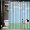 Crayon Shin-Chan & Friends With Shiro 2D Print Waterproof Shower Curtain, Green Anime Bathroom Decor With Hooks