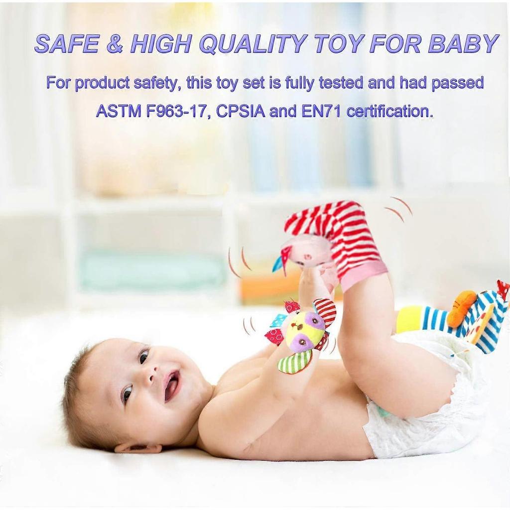 Baby Rattle Toys Soft Foot Finder Socks Wrists Rattles Ankle Leg Hand Arm Bracelet Acivity Rattle Baby Present Essentials for Baby(A)