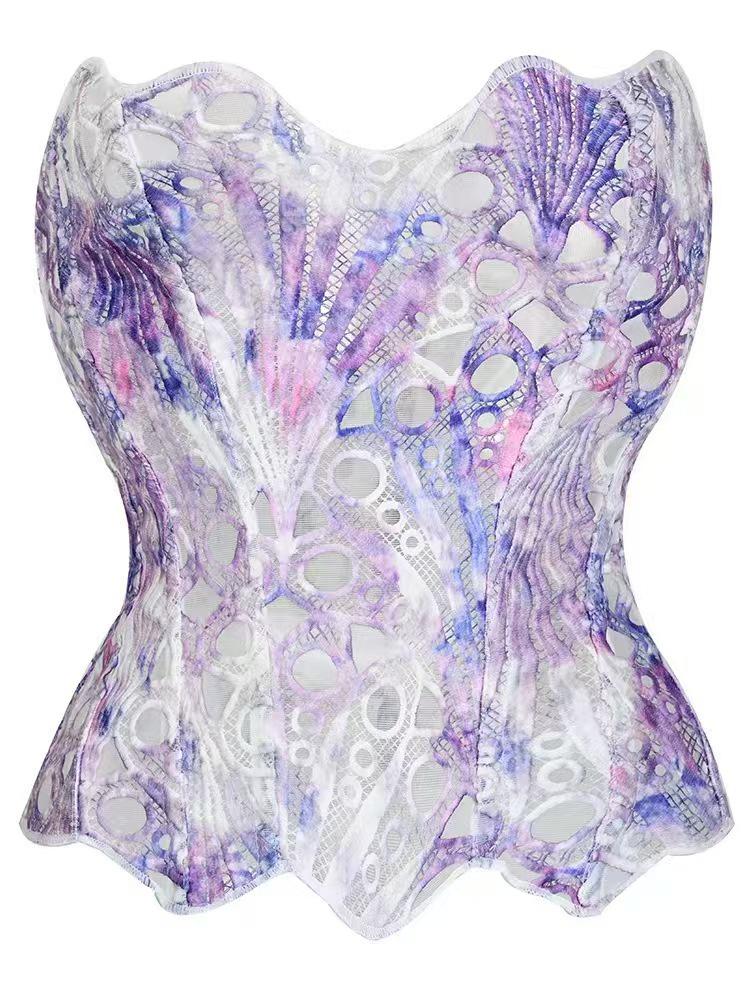 European Royal Court Style Lace Bustier - Body Shaping Mesh Top