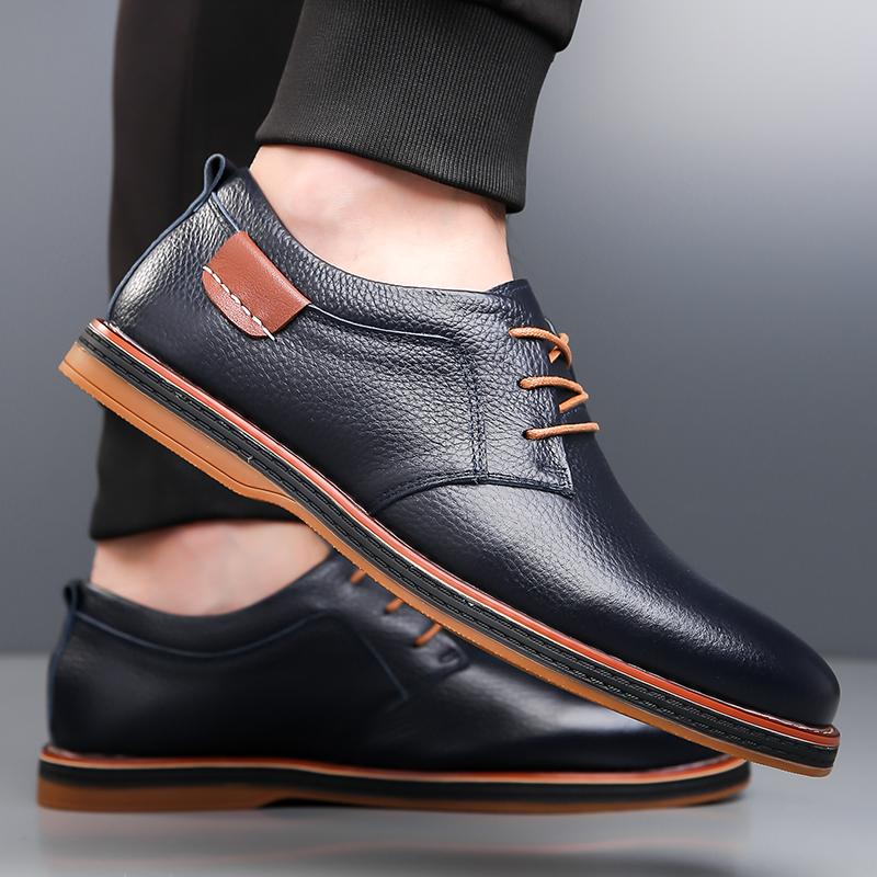 Fashion High Quality Brand Men's Leather Casual Shoes Soft Soled Comfortable Oxford Shoes Men's Hiking Shoes, Outdoor Anti Slip