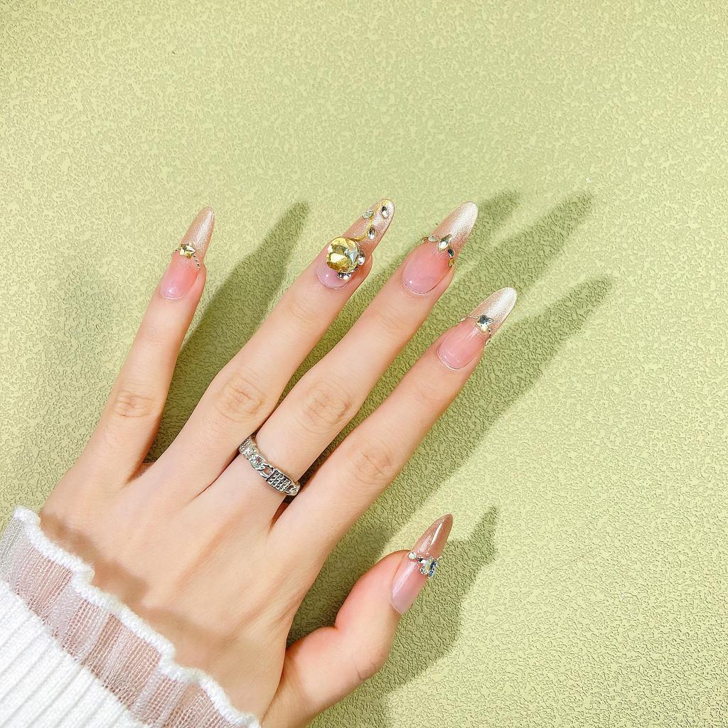 Cat Eye Gradient Press-On Nails: Handmade Light Luxury Design for a Gentle, Elegant Manicure