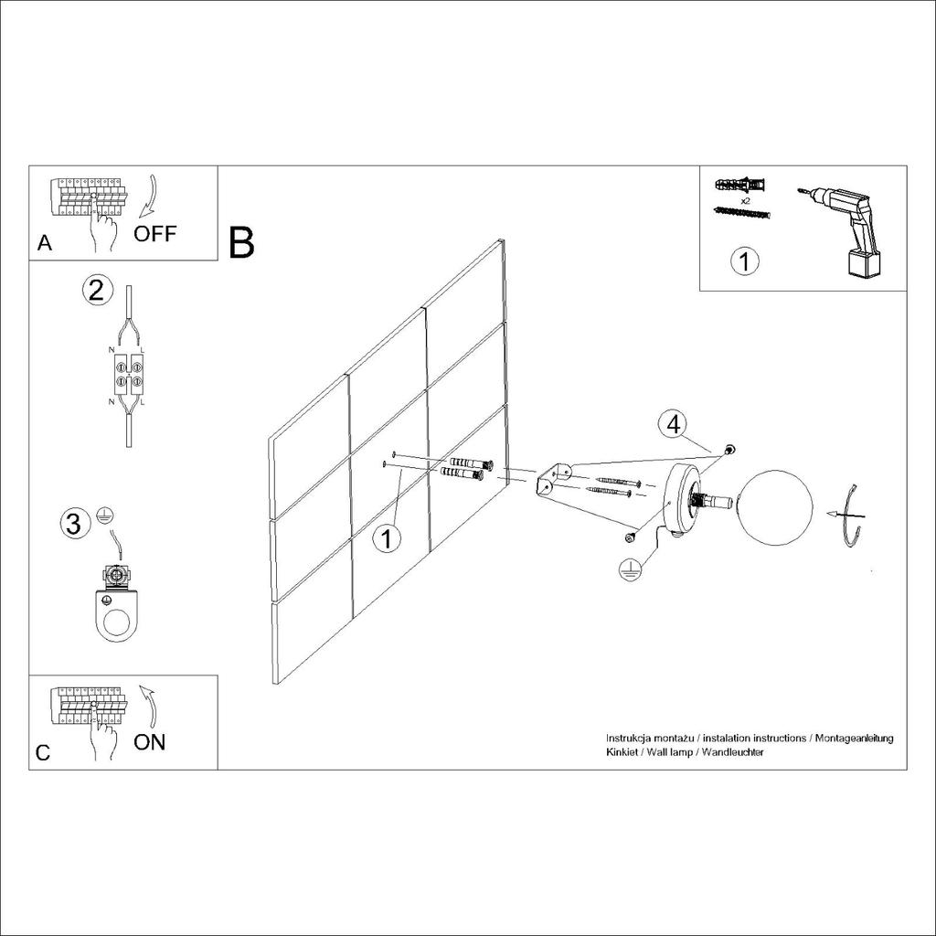 Kinkiet Ścienny Minimalistyczny Biały Szklana Kula Nad Lustro Włącznik Do Łazienki Przedpokoju 1Xg9 8W Yoli Sollux Lighting