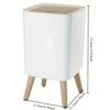 10L White Wooden Garbage Bin with Lid, Tall Legged Pedal Trash Can for Living Room Bathroom Office, Modern Kitchen Waste Bin
