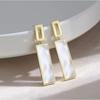 Pinkdudu Simple Geometric Square Zinc Alloy Earrings Shell Trendy Black Drop Earrings Women Jewelry PD2260