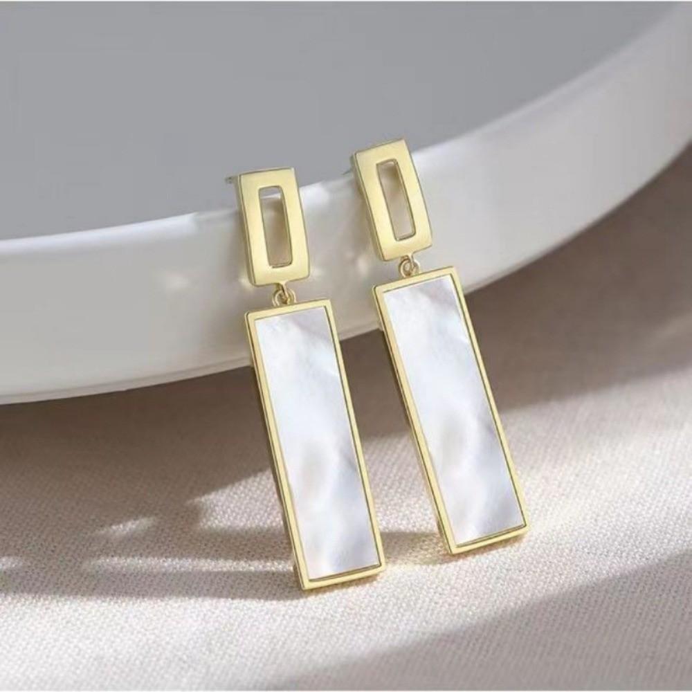 Pinkdudu Simple Geometric Square Zinc Alloy Earrings Shell Trendy Black Drop Earrings Women Jewelry PD2260
